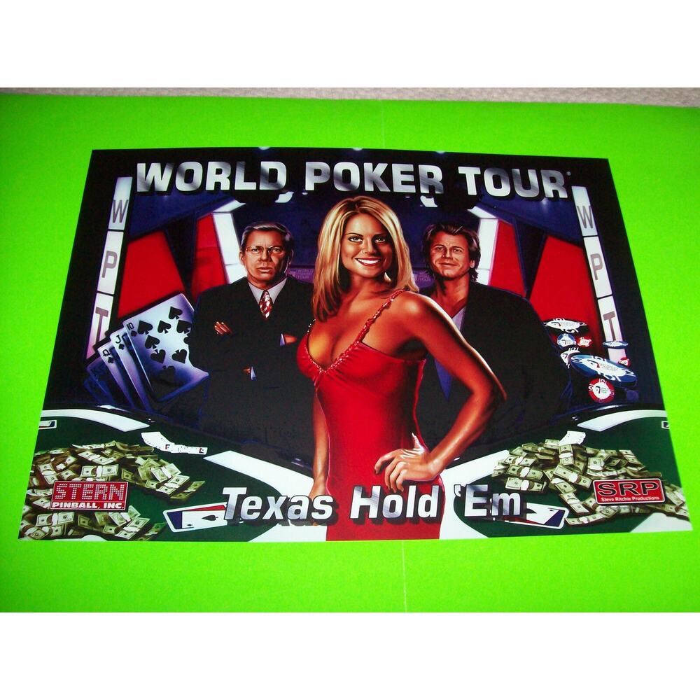 World Poker Tour 2007 Original NOS Pinball Machine Translite Sheet